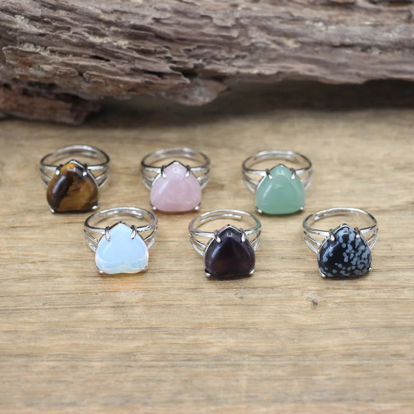 Assorted Stone Heart Rings For Sale Online | Green Witch Creations