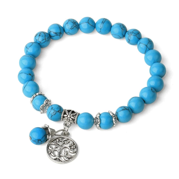 Blue Howlite Tree of Life Charm Stone Bead Bracelet | Green Witch Creations