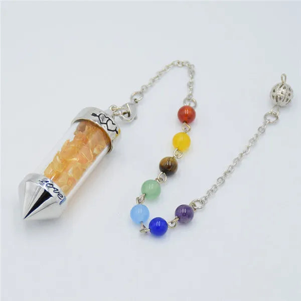 Citrine  Chakra Stone Chip Glass Pendulums For Sale