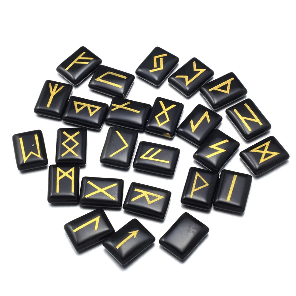 Onyx Natural Stone Viking Rectangle Runes For Sale Online | Green Witch Creations