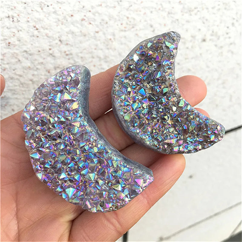 Titanium Aura Amethyst Druzy Moon | Green Witch Creations