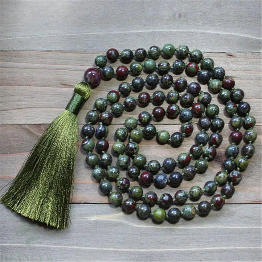 Dragon Blood Stone Mala Bead Necklace