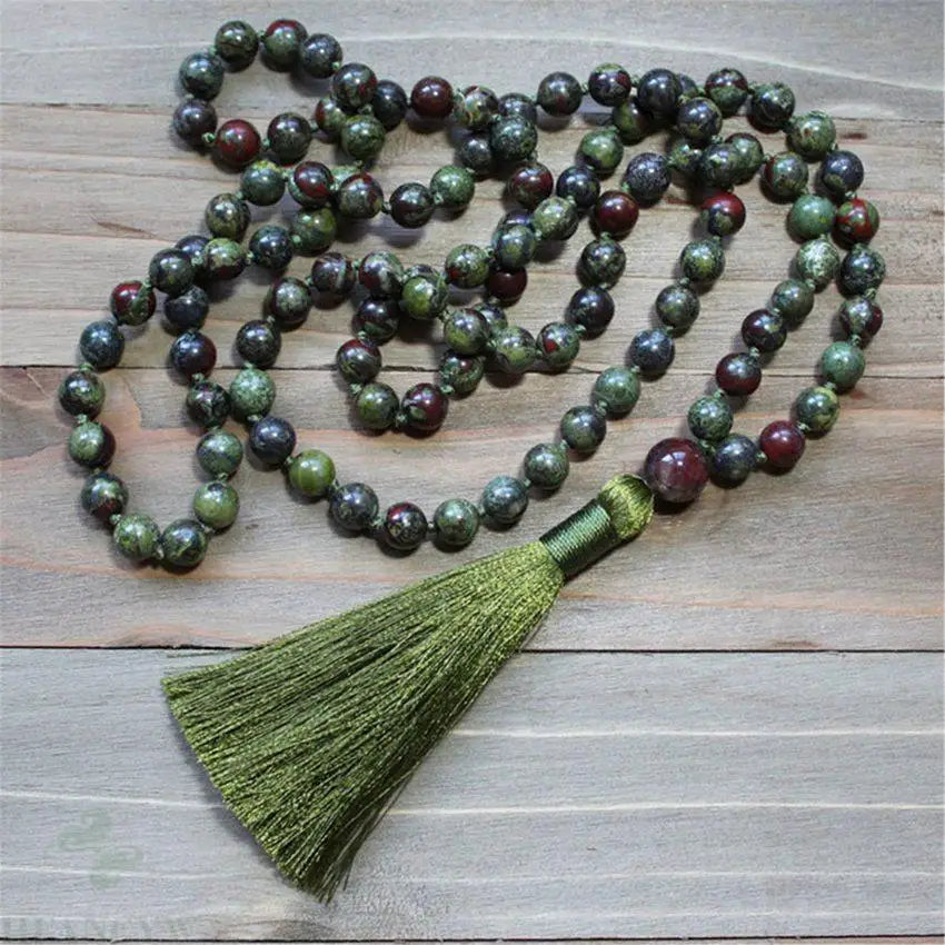 Buy Dragon Blood Stone Mala Bead Necklace