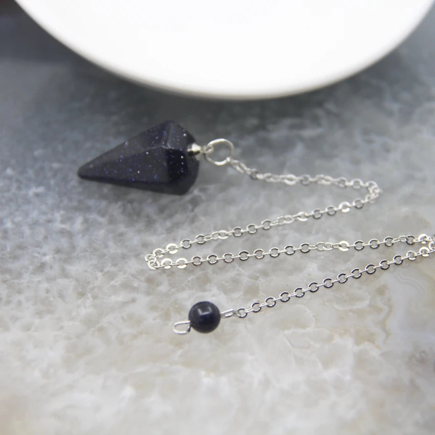 Blue Goldstone Crystal Pendulums | Green Witch Creations