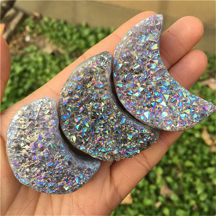 Titanium Aura Amethyst Druzy Moon | Green Witch Creations