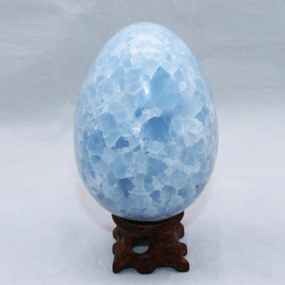 Blue Celestite Crystal Egg with Base | Green Witch Creations