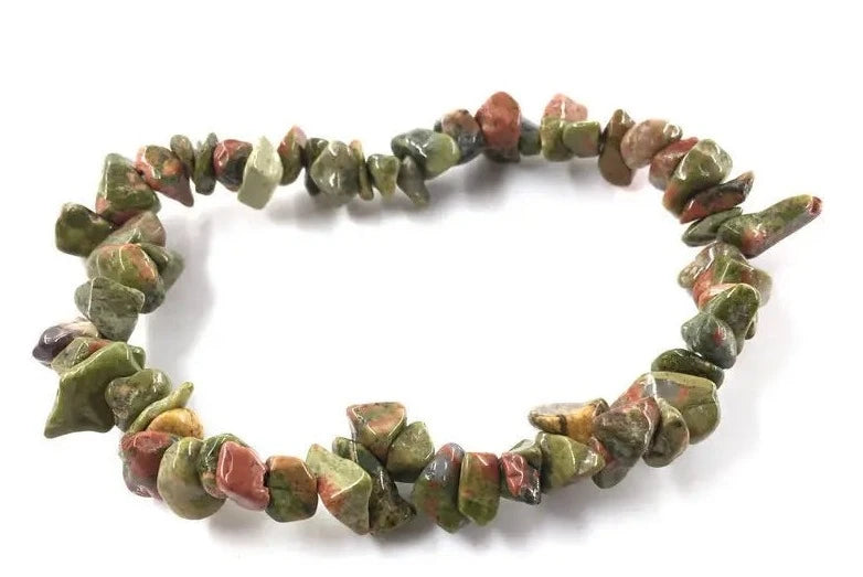 Unakite Crystal Chip Bracelets For Sale | Green Witch Creations