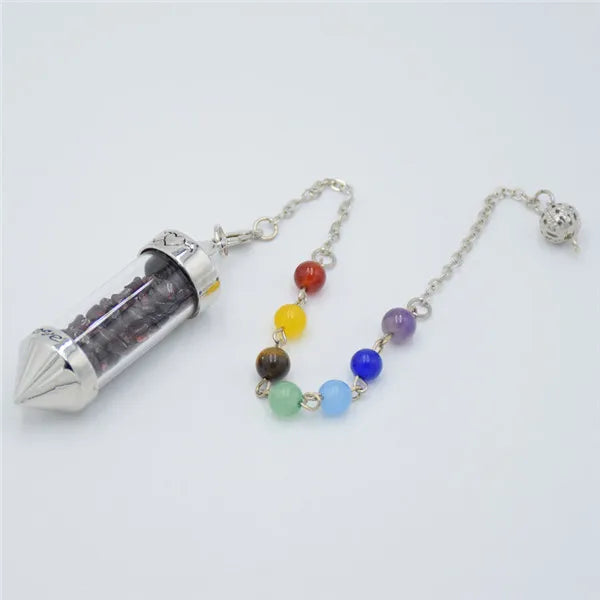 Garnet  Chakra Stone Chip Glass Pendulums For Sale