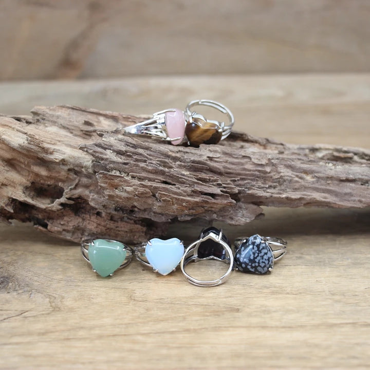 Assorted Stone Heart Rings For Sale Online | Green Witch Creations