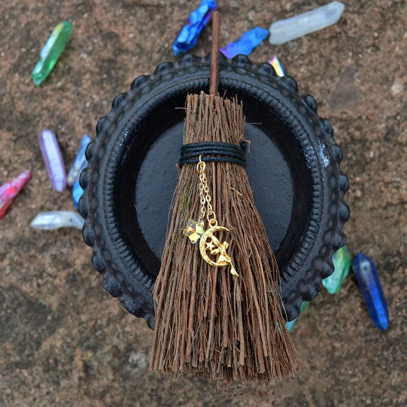 Gold Charm Mini Brooms For Sale | Green Witch Creations