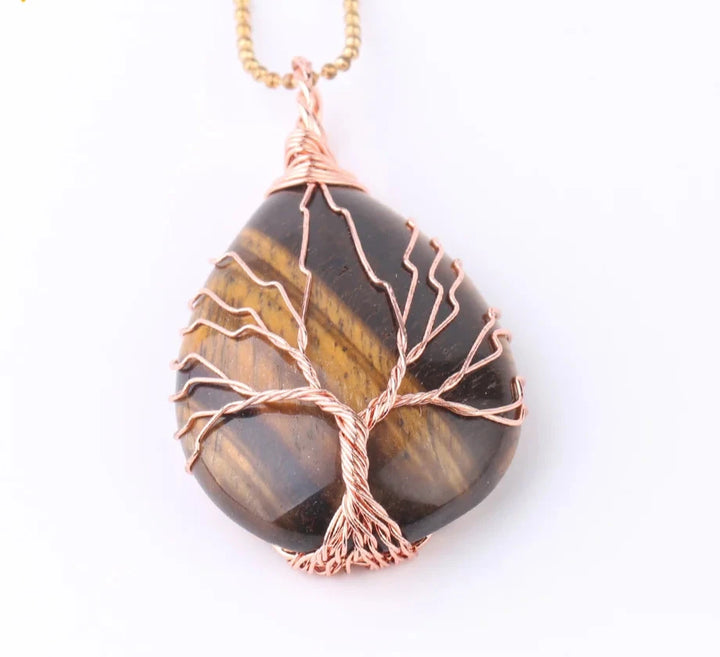 Tigers Eye Tree of Life Copper Wire Wrap Necklace | Green Witch Creations