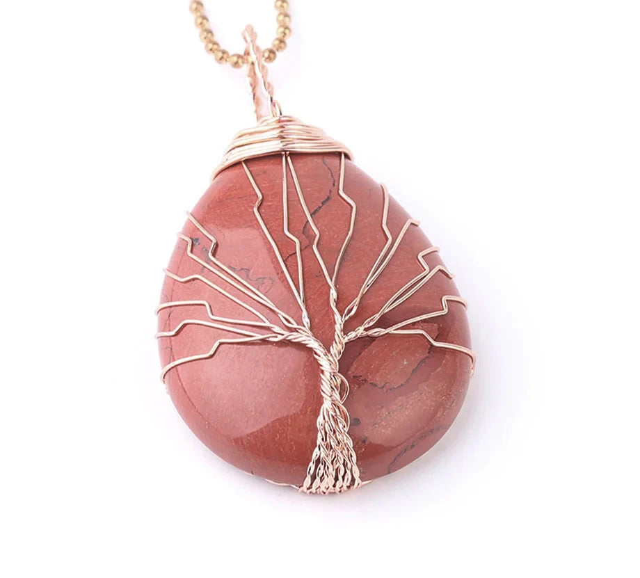 Jasper Tree of Life Copper Wire Wrap Necklace | Green Witch Creations