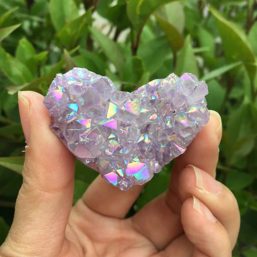 Rainbow Titanium Amethyst Geode Heart | Green Witch Creations