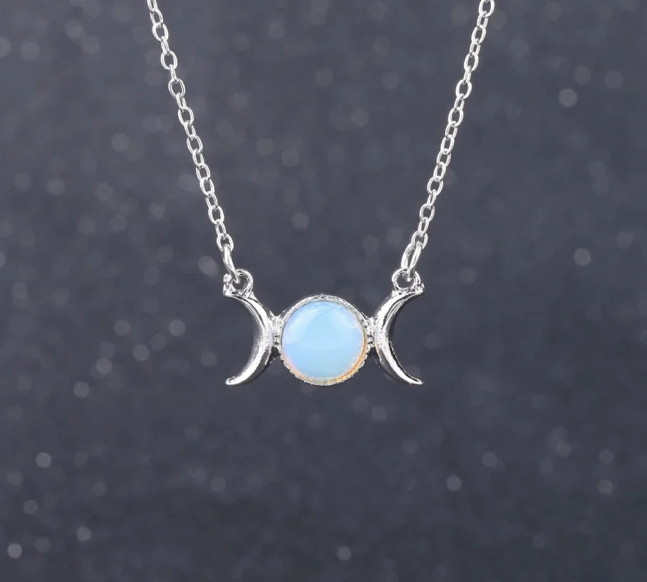 Buy Triple Moon Opalite Crystal Necklaces