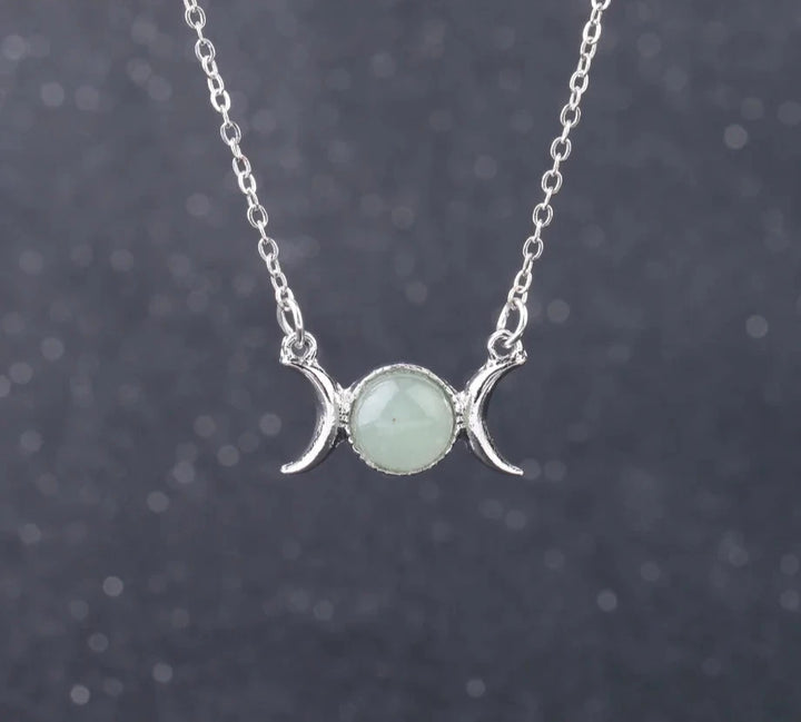 Buy Triple Moon Green Avenrutine Crystal Necklaces