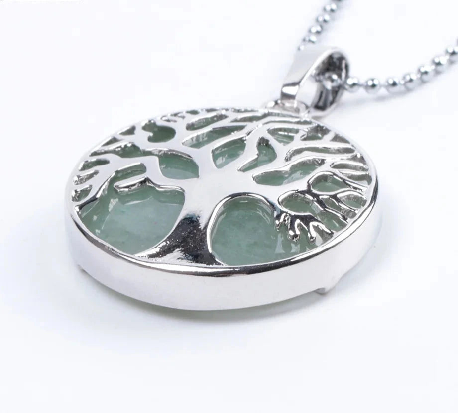 Green Aventurine Tree of Life Crystal Necklaces | Green Witch Creations