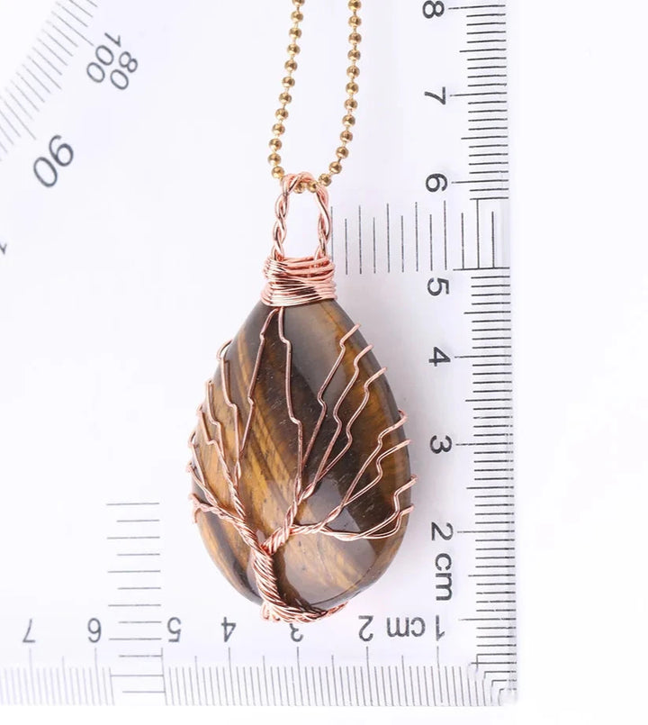 Tigers Eye Tree of Life Copper Wire Wrap Necklace | Green Witch Creations