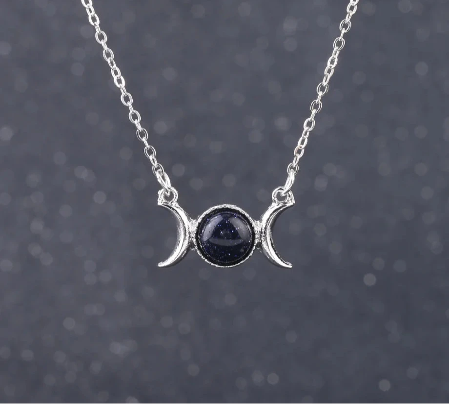 Buy Triple Moon Blue Sandstone Crystal Necklaces