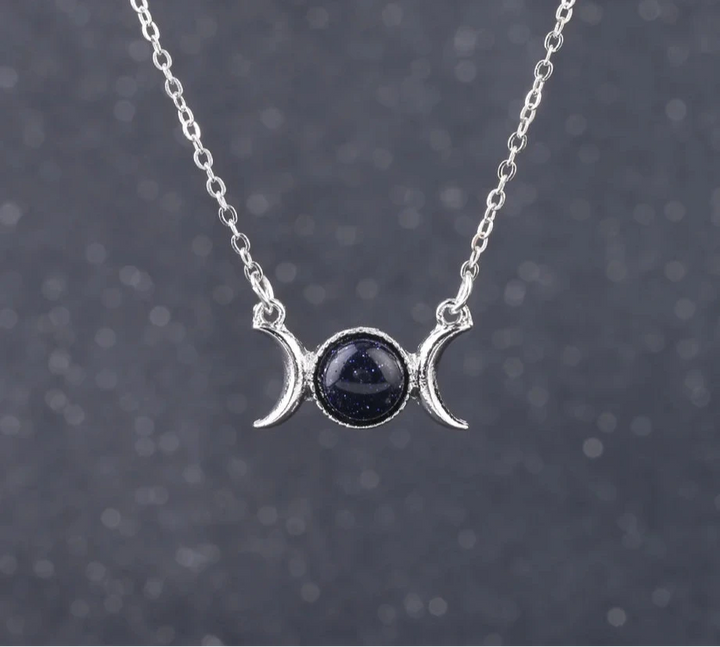 Buy Triple Moon Blue Sandstone Crystal Necklaces