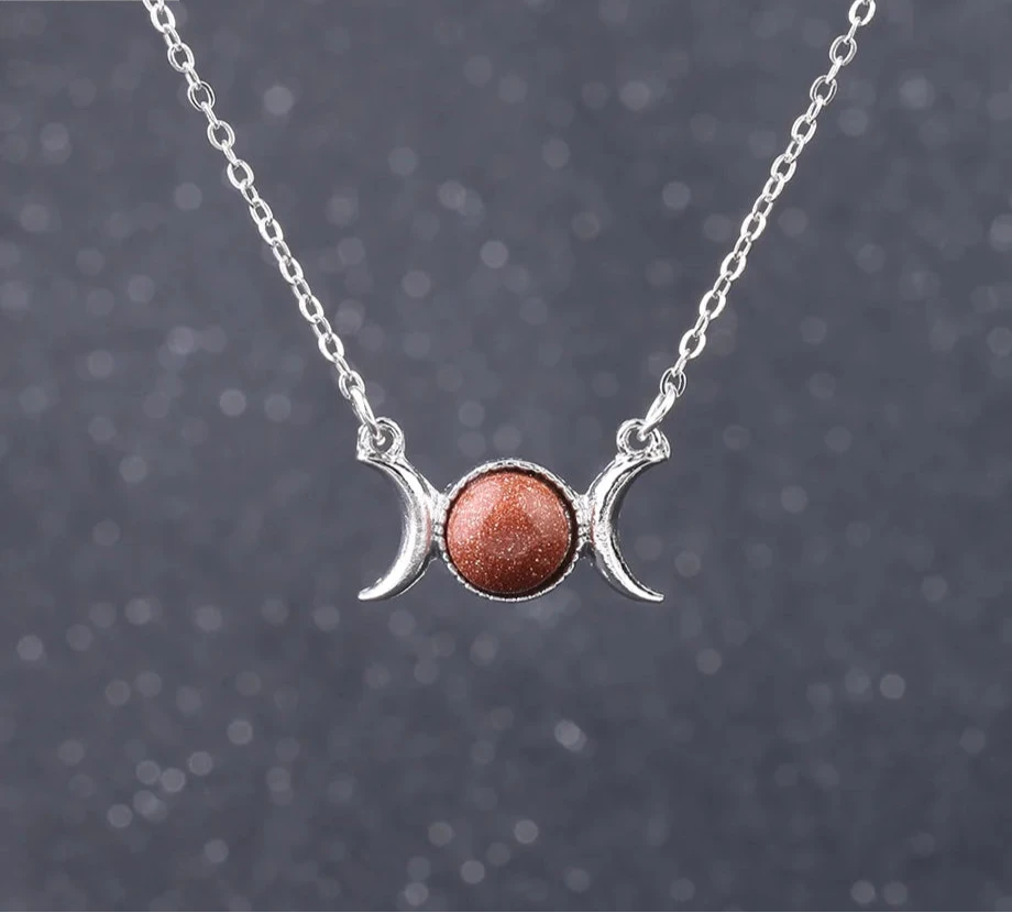 Buy Triple Moon Red Sandstone Crystal Necklaces