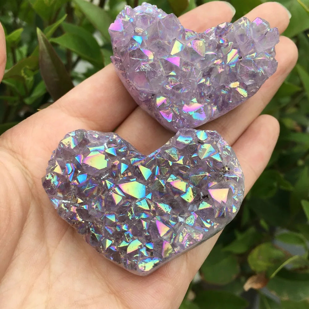 Rainbow Titanium Amethyst Geode Heart | Green Witch Creations