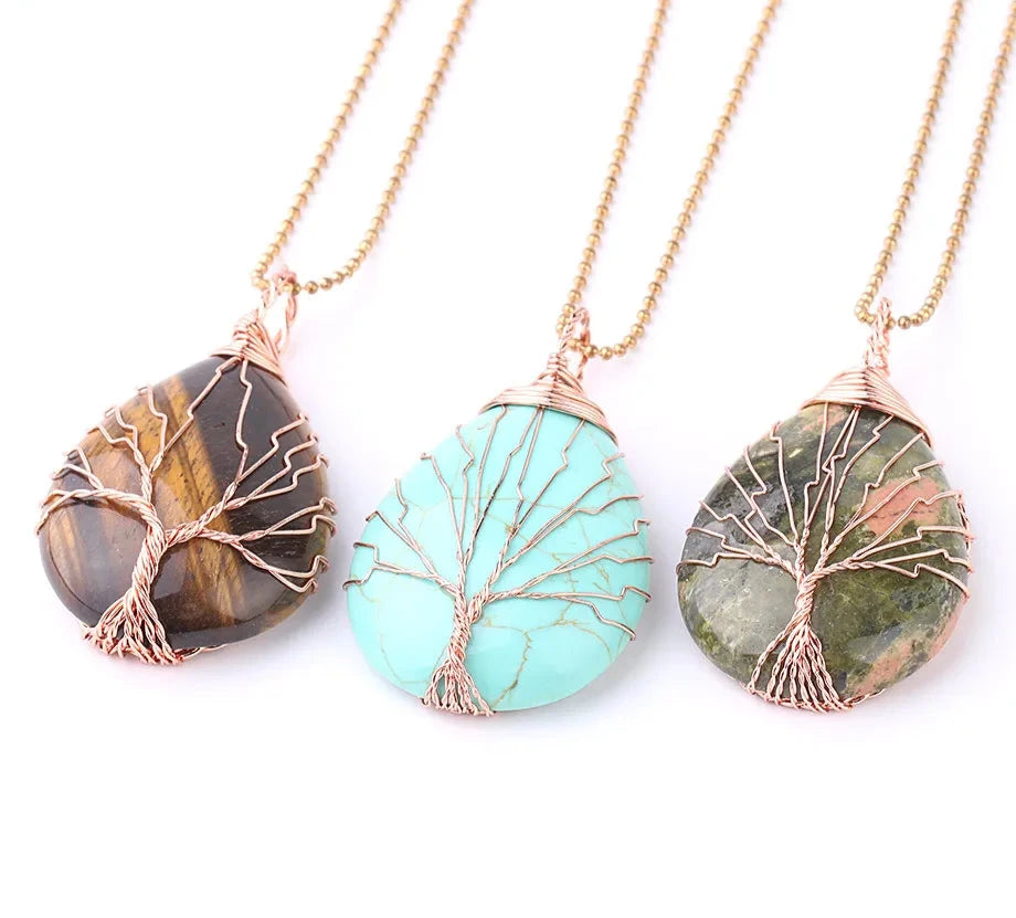 Tree Copper Wire Wrap Necklaces