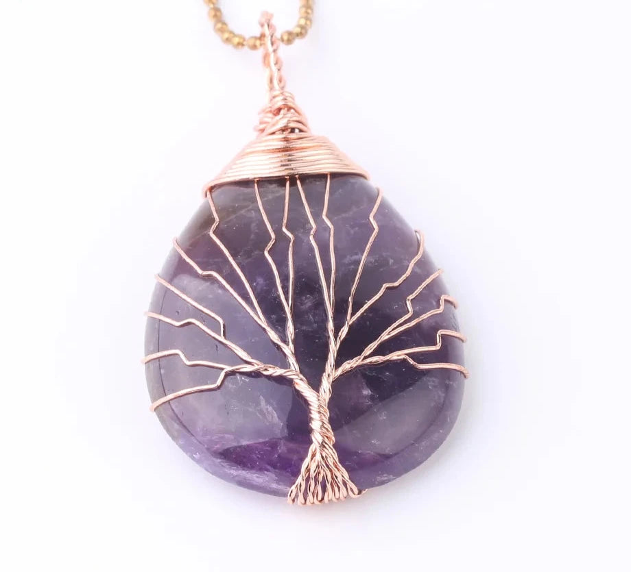 Amethyst Tree of Life Copper Wire Wrap Necklace | Green Witch Creations