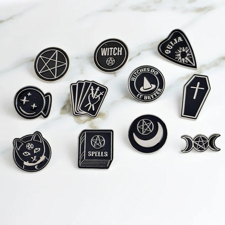 Black & White Witch Pins For Sale Online | Green Witch Creations
