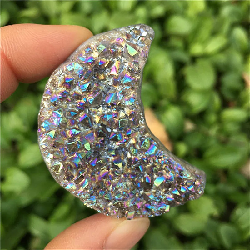 Titanium Aura Amethyst Druzy Moon | Green Witch Creations