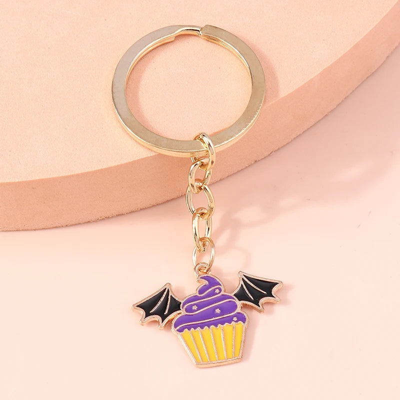 Halloween Bat Cupcake Keychains