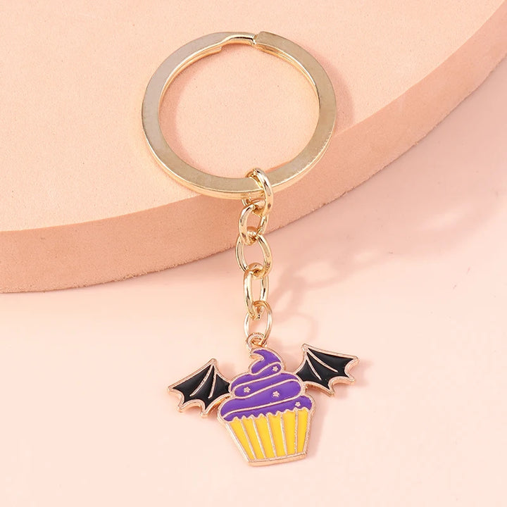 Halloween Bat Cupcake Keychains