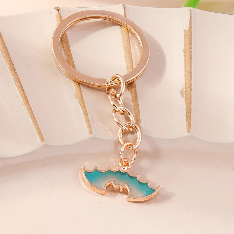 Halloween Bat Gold Keychain