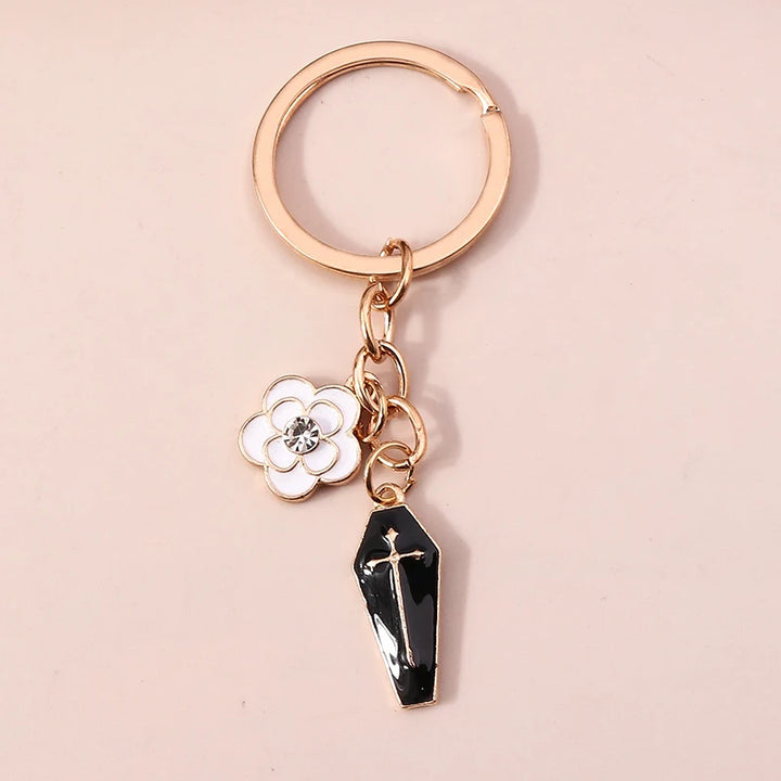 Halloween Coffin Flower Keychains