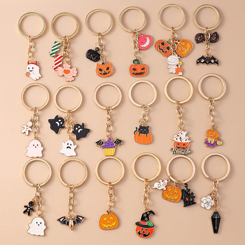 Halloween Enamel Gold Keychains