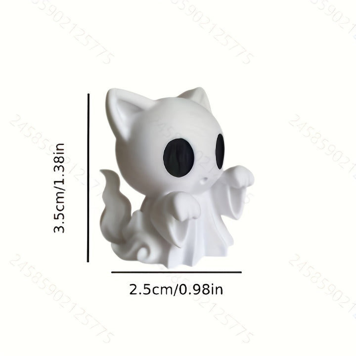 Halloween Ghost Cat Statue