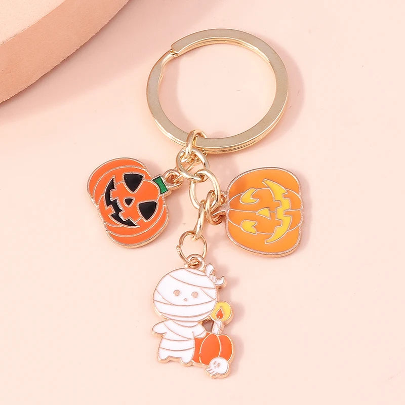 Halloween Jack O Lantern Mummy Keychains