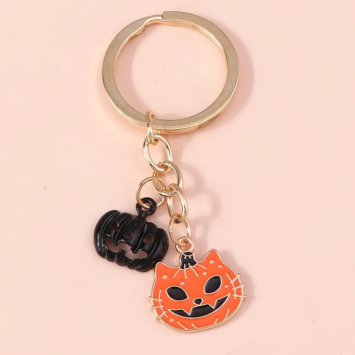 Halloween Pumpkin Cats Keychains