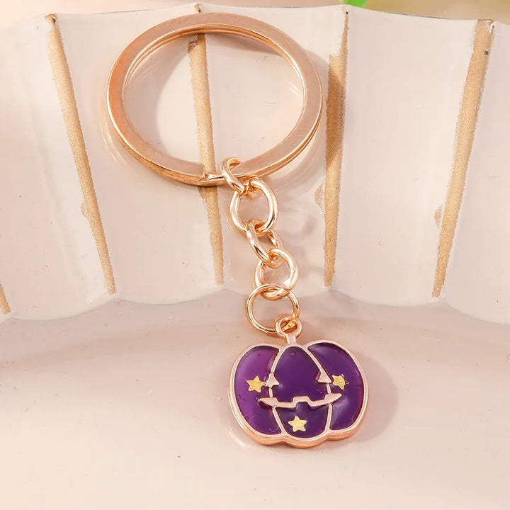 Halloween Pumpkin Gold Keychain
