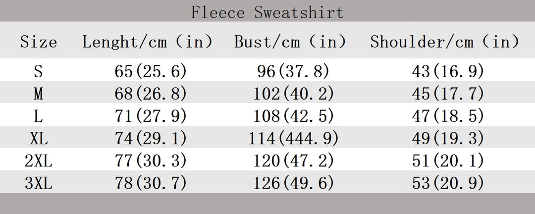 Halloween Sweatshirts Size Guide