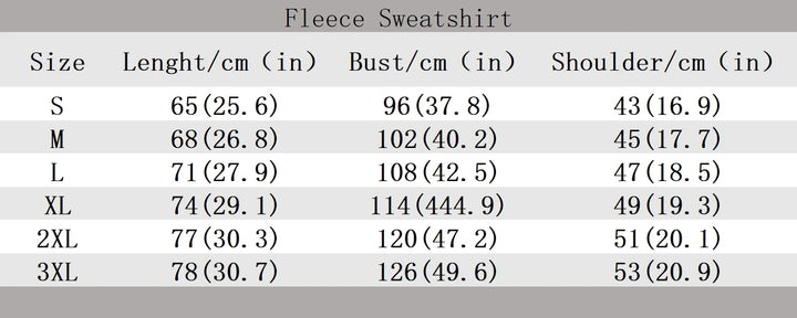 Halloween Sweatshirts Size Guide