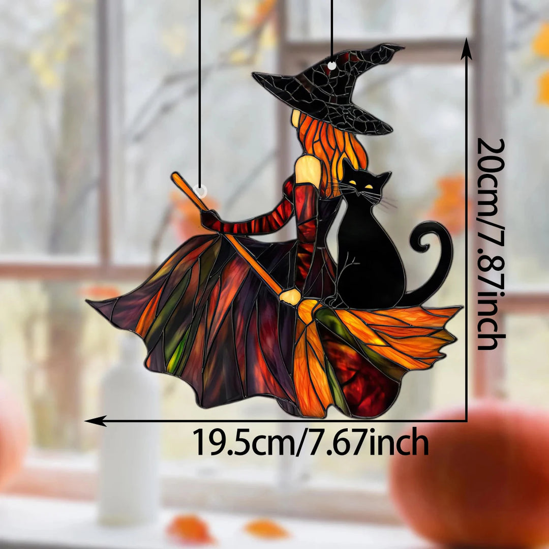 Halloween Witch Cat Sun Catchers