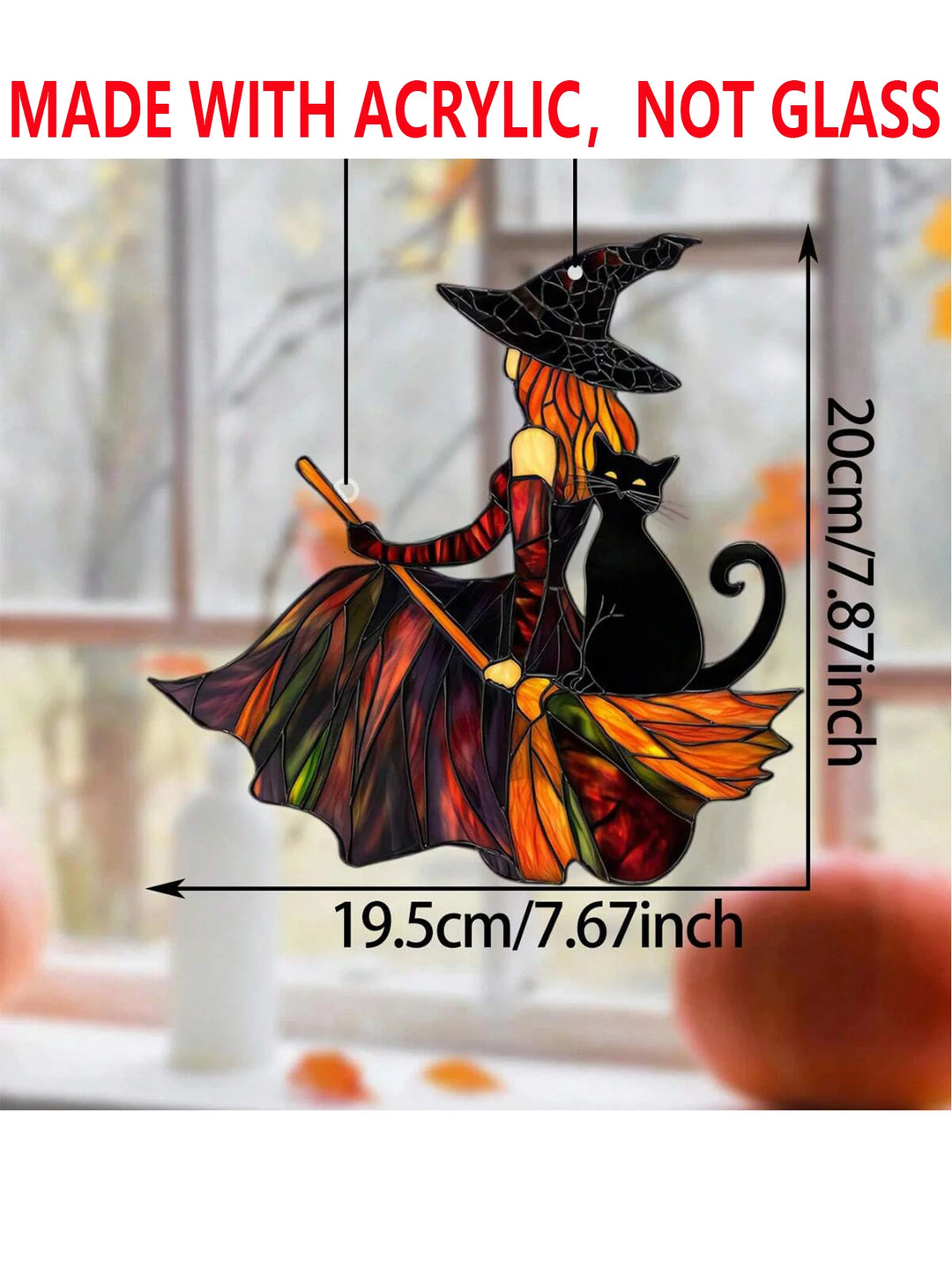 Halloween Witch Cat Window Sun Catchers