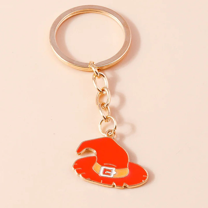 Halloween Witch Hat Gold Keychains