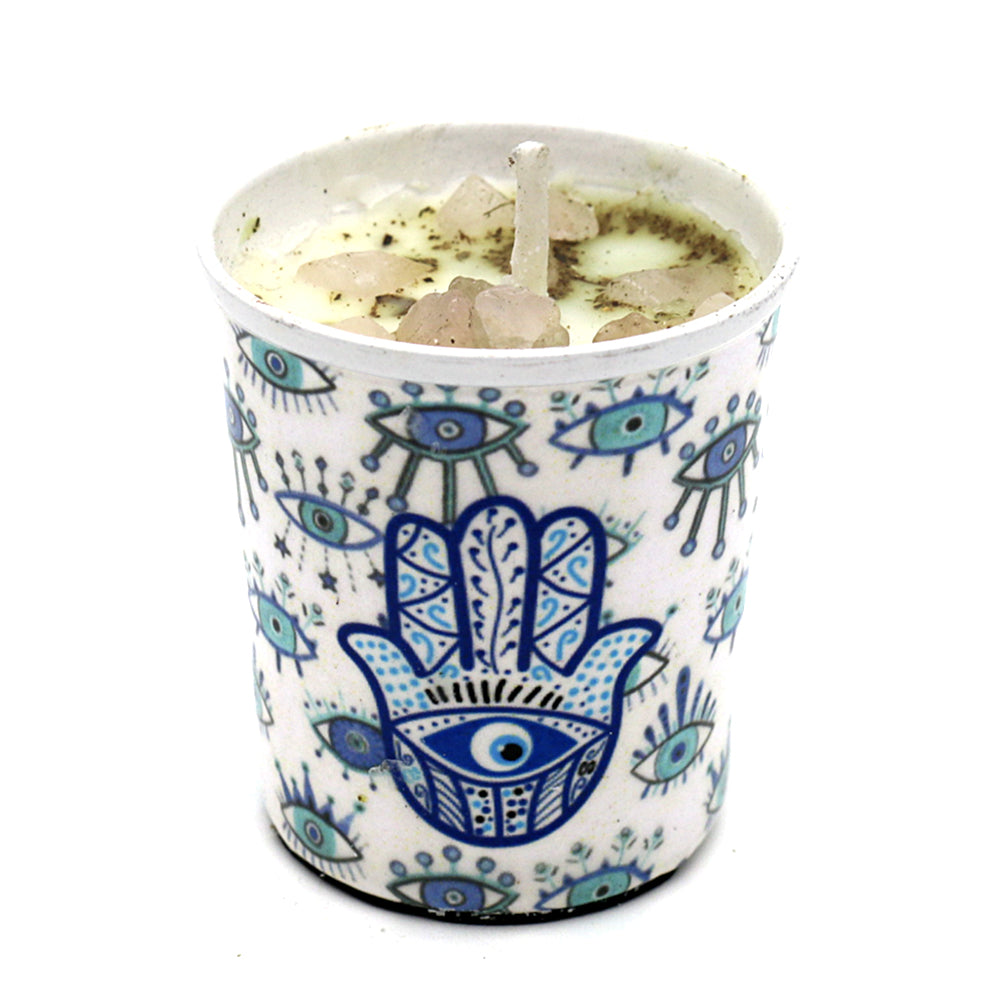 Hamsa Hand Crystal Votive Candle