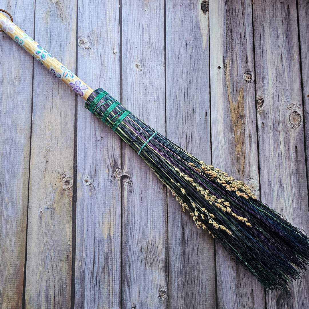 Handmade Flowers Witch Broom
