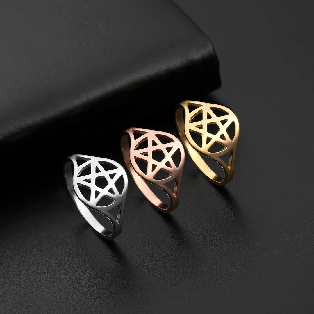 Pentacle Stainless Steel Rings | Green Witch Creations