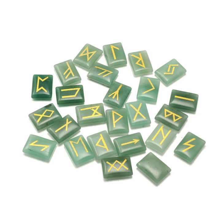 Green Aventurine Natural Stone Viking Rectangle Runes For Sale Online | Green Witch Creations