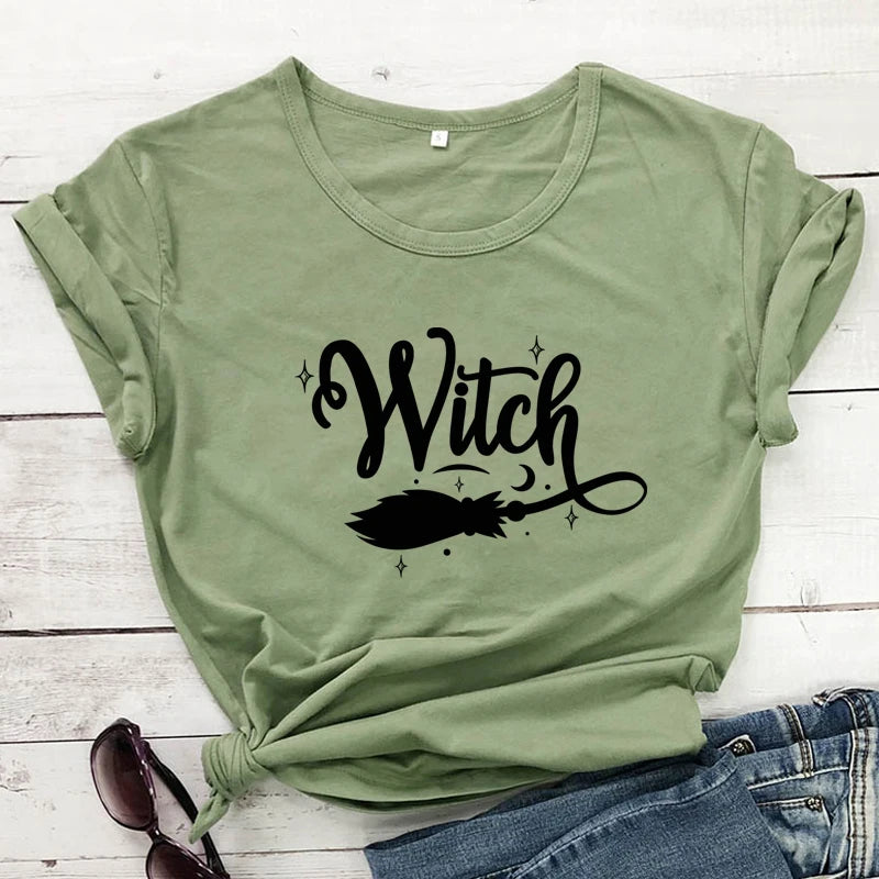 Witch Broom T-Shirt For Sale Online | Green Witch Creations