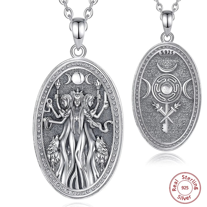 Hecate Goddess Sterling Silver Necklace