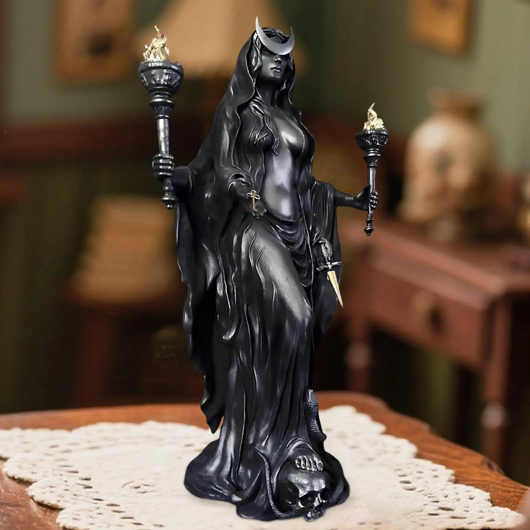 Hekate Moon Black Statue